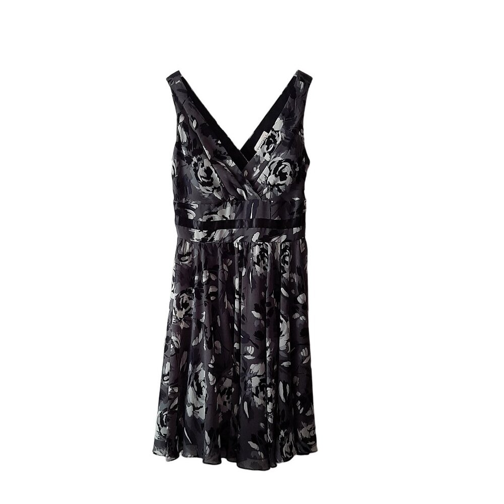 Women Studio I Grey & Black Floral Sleeveless Dress- Size 12